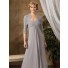 Elegant A line long grey chiffon mother of the bride dress with jacket