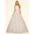 Elegant Ball Gown Open Back Ivory Tulle Lace Beaded Prom Dress