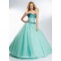 Elegant Ball Gown Sweetheart Coral Tulle Jewel Beaded Prom Dress Corset Back