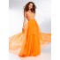 Elegant Flowing Sweetheart Long Orange Chiffon Beaded Prom Dress Open Back