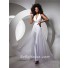 Elegant Halter Long White Chiffon Prom Dress With Beading Sequins Crystals