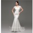 Elegant Mermaid Cap Sleeve Lace Corset Wedding Dress With Bow Sash