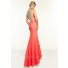 Elegant Mermaid Sleeveless Two Piece Coral Lace Beaded Prom Dress