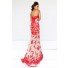 Elegant Mermaid Sweetheart Long Champagne Tulle Red Lace Occasion Prom Dress
