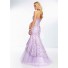 Elegant Mermaid Sweetheart Long Lavender Purple Tulle Lace Beaded Prom Dress