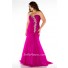 Elegant Mermaid Sweetheart Long Fuchsia Chiffon Beaded Plus Size Prom Dress
