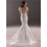 Elegant Mermaid V Neck Backless Vintage Lace Wedding Dress With Short Sleeve