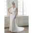 Elegant Mermaid V Neck Cap Sleeve Sheer Back Vintage Lace Wedding Dress With Sash