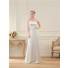 Elegant Sheath Open Back Chiffon Lace Wedding Dress With Buttons