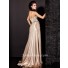 Elegant Sheath Strapless Long Champagne Silk Beaded Evening Dress