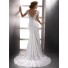 Elegant Sheath V Neck Lace Chiffon Summer Wedding Dress With Short Sleeves Buttons