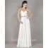 Elegant Strapless Long White Chiffon Beaded Flowing Prom Dress