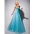 Elegant Strapless Long Light Blue Chiffon Prom Dress With Beading