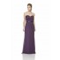 Elegant Strapless Long Purple Chiffon Draped Formal Occasion Bridesmaid Dress