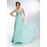 Elegant Strapless Sweetheart Neckline Long Mint Green Chiffon Beaded Prom Dress
