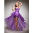 Elegant Sweetheart High Low Purple Organza Party Prom Dress With Beading Sash Flowers