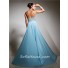 Elegant Sweetheart Long Light Blue Chiffon Beaded Crystals Prom Dress 