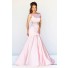 Elegant Trumpet Mermaid Bateau Neck Low Back Long Pink Satin Evening Prom Dress