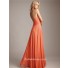 Elegant sweetheart floor length long coral silk chiffon bridesmaid dress