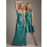 Elegant sweetheart floor length long jade silk bridesmaid dress with beading