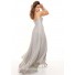 Elegant sweetheart floor length silver chiffon prom dress with beads