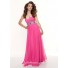 Elegant sweetheart floor length watermelon chiffon prom dress with beading