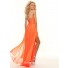 Elegant sweetheart orange chiffon beaded high low prom dress