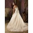 Fairy A Line Strapless Champagne Color Tulle Lace Beaded Wedding Dress With Belt