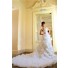 Fairy Dream Ball Gown Strapless Organza Floral Wedding Dress With Long Train