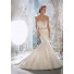 Fairy Tale Mermaid Sweetheart Crystal Beaded Satin Wedding Dress With Lace Buttons