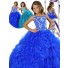 Fancy Ball Gown Royal Blue Tulle Beaded Girls Pageant Party Prom Dress