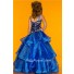 Fantastic One Shoulder Royal Blue Organza Tiered Beaded Crystal Flower Girl Pageant Dress