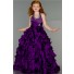 Fantasy Ball Halter Purple Ruffle Beaded Little Girl Pageant Dance Prom Dress