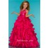 Fantasy Ball Halter Red Ruffle Beaded Little Girl Pageant Dance Prom Dress