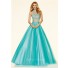 Fashion Ball Gown High Neck Two Piece Mint Tulle Beaded Prom Dress