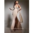 Fashion Mermaid Halter Long Champagne Chiffon Sparkly Beaded Prom Dress Backless Slit