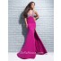 Fashion Mermaid Halter Long Red Chiffon Sparkly Beaded Prom Dress Backless Slit
