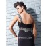 Fashion New One Shoulder Long Black Chiffon Evening Prom Dress With Beading