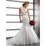 Fashion Sexy Mermaid V Neck Tulle Lace Wedding Dress With Straps Backless