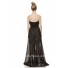 Fashion Strapless High Low Black Chiffon Beige Lace Occasion Bridesmaid Dress