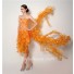 Fashion Strapless High Low Orange Organza Ruffle Corset Prom Dress