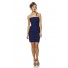 Fashion Strapless Short Midnight Blue Chiffon Pleated Party Bridesmaid Dress Removable Skirt