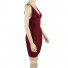 Fashion V Neck Short Mini Burgundy Red Bodycon Bandage Evening Dress