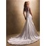Fit And Flare A Line Illusion Neckline Cap Sleeve Satin Wedding Dress