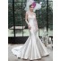 Fit And Flare Mermaid Strapless Ivory Satin Applique Corset Wedding Dress