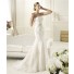Fit And Flare Mermaid Strapless Tulle Lace Wedding Dress With Sash Bow