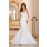 Fit And Flare Strapless Satin Wedding Dress With Crystals Sash Buttons