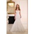 Fit And Flare Strapless Sweetheart Lace Beaded Wedding Dress With Buttons