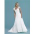 Fitted A Line Cap Sleeve Keyhole Open Back Tulle Lace Beaded Wedding Dress