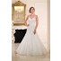 Fitted A Line Illusion Bateau Neckline Sheer Back Tulle Lace Wedding Dress